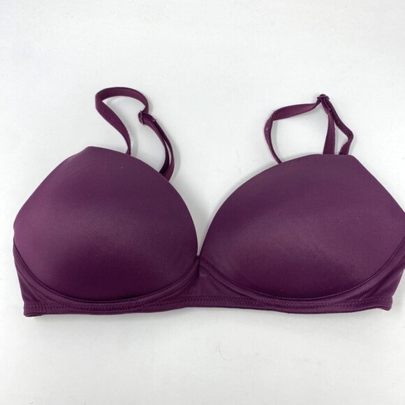 Victoria's Secret PINK Bra Padded Cups No Wire Maroon 34B - Picture 5 of 11